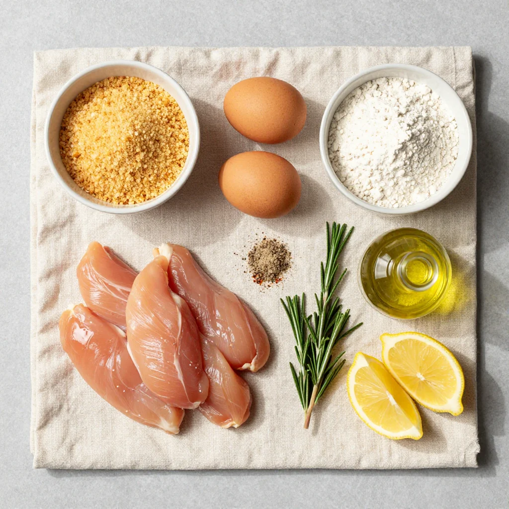 All ingredients laid out for Chicken Tenders Oven Baked with Panko Crust