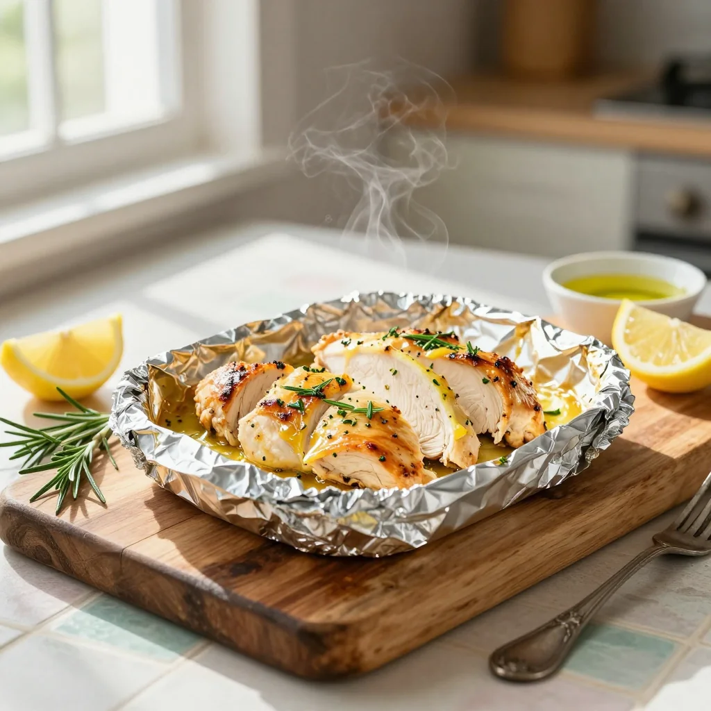 Lemon Garlic Chicken Breast Baked in Foil