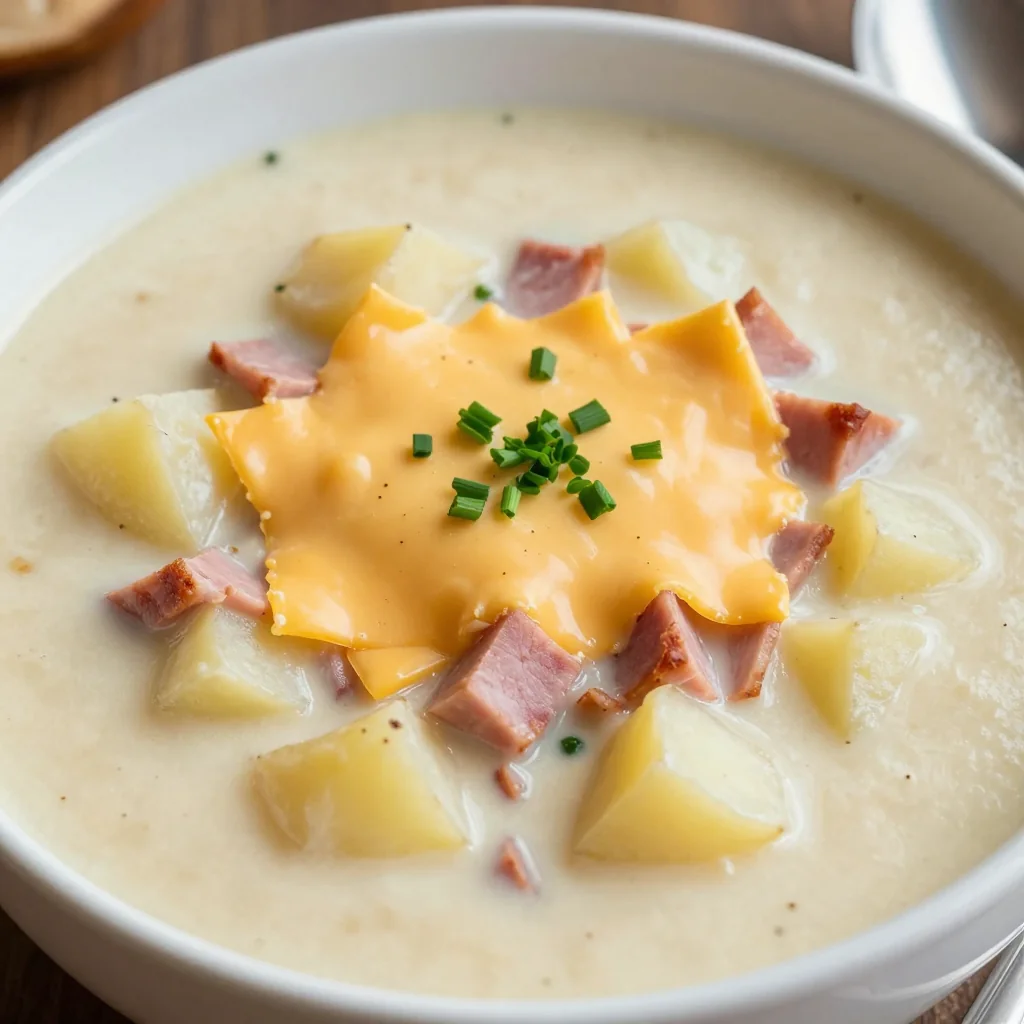 Creamy Potato Soup with Ham and Cheese for Comfort