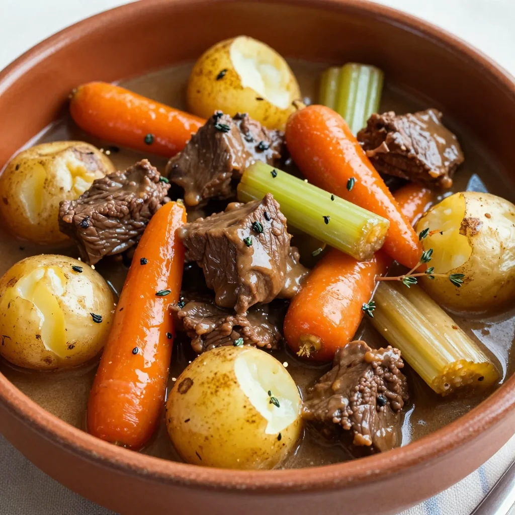 slow cooker beef stew with potatoes and root vegetables for cozy nights