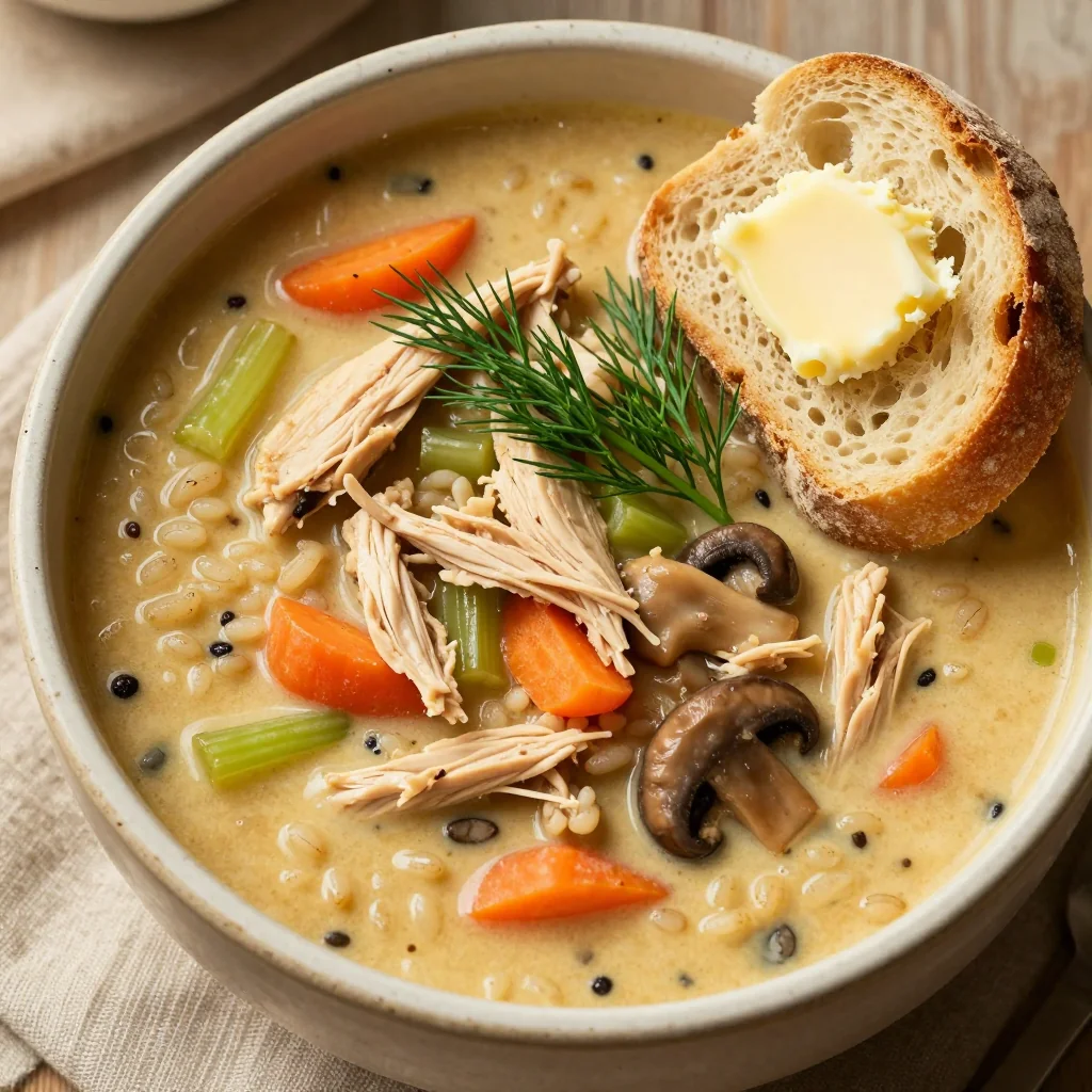 Budget Friendly Creamy Chicken and Wild Rice Soup That is a Freezer Meal Prep Idea