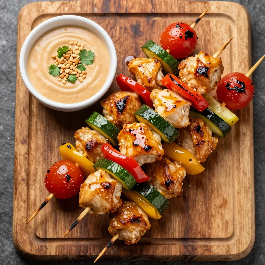 Freezer-Friendly Veggie And Chicken Skewers