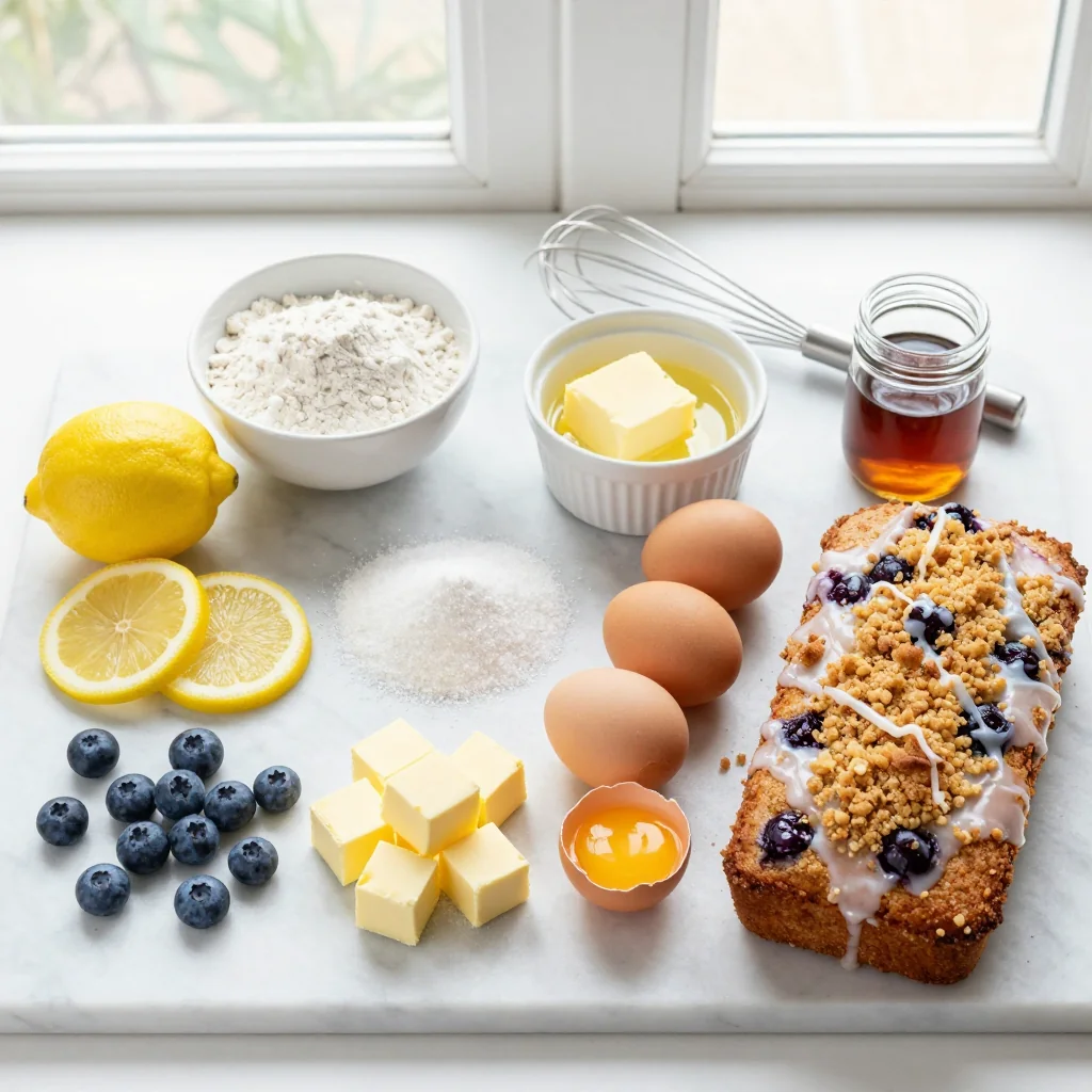 Ingredient list for Lemon Blueberry Bread