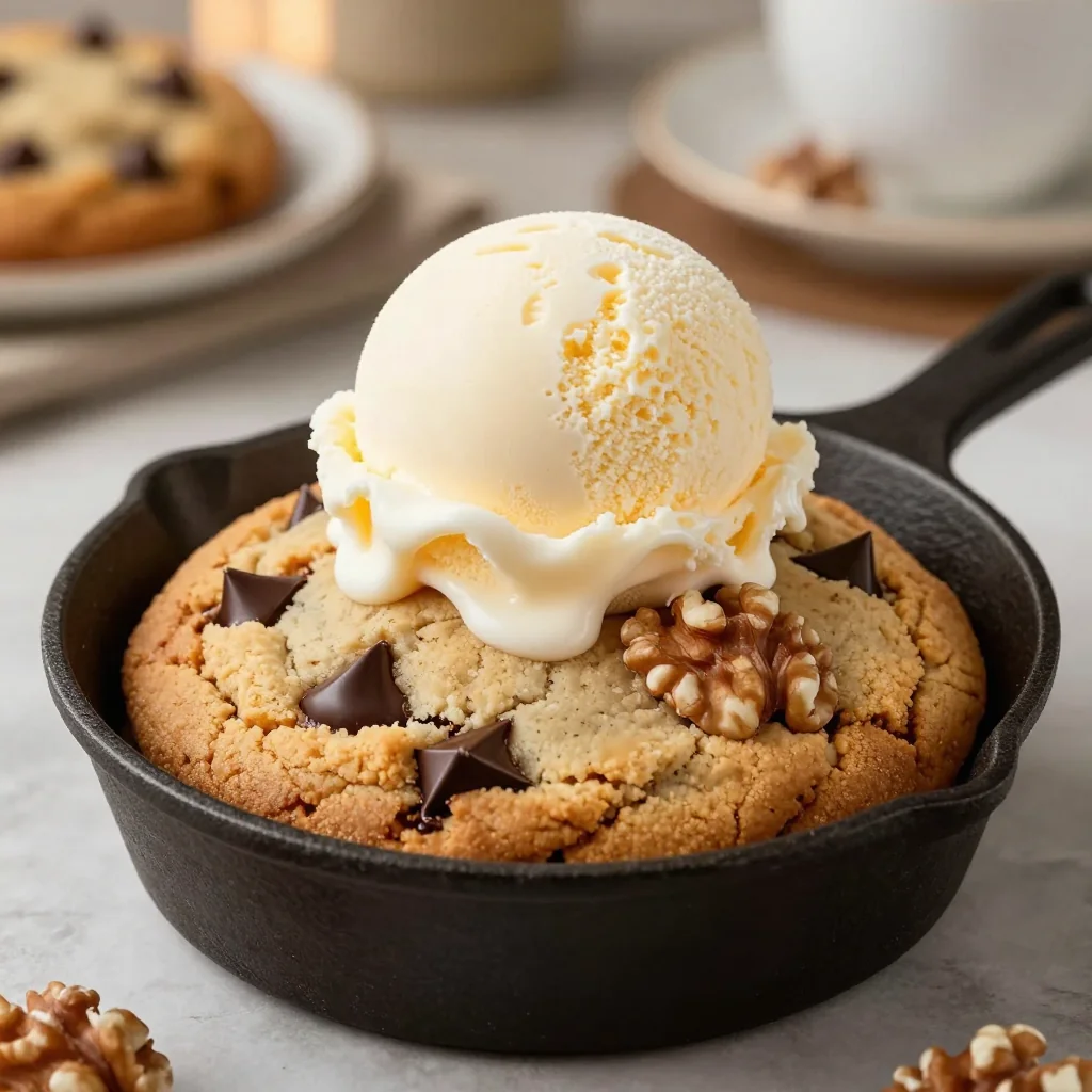 Warm Chocolate Chip Skillet Cookie for Family Movie Night