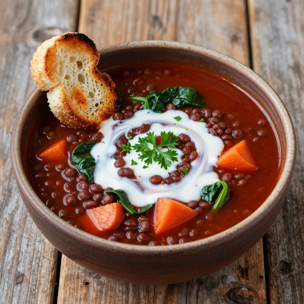 batch cooked lentil and spinach stew for healthy winter dinners
