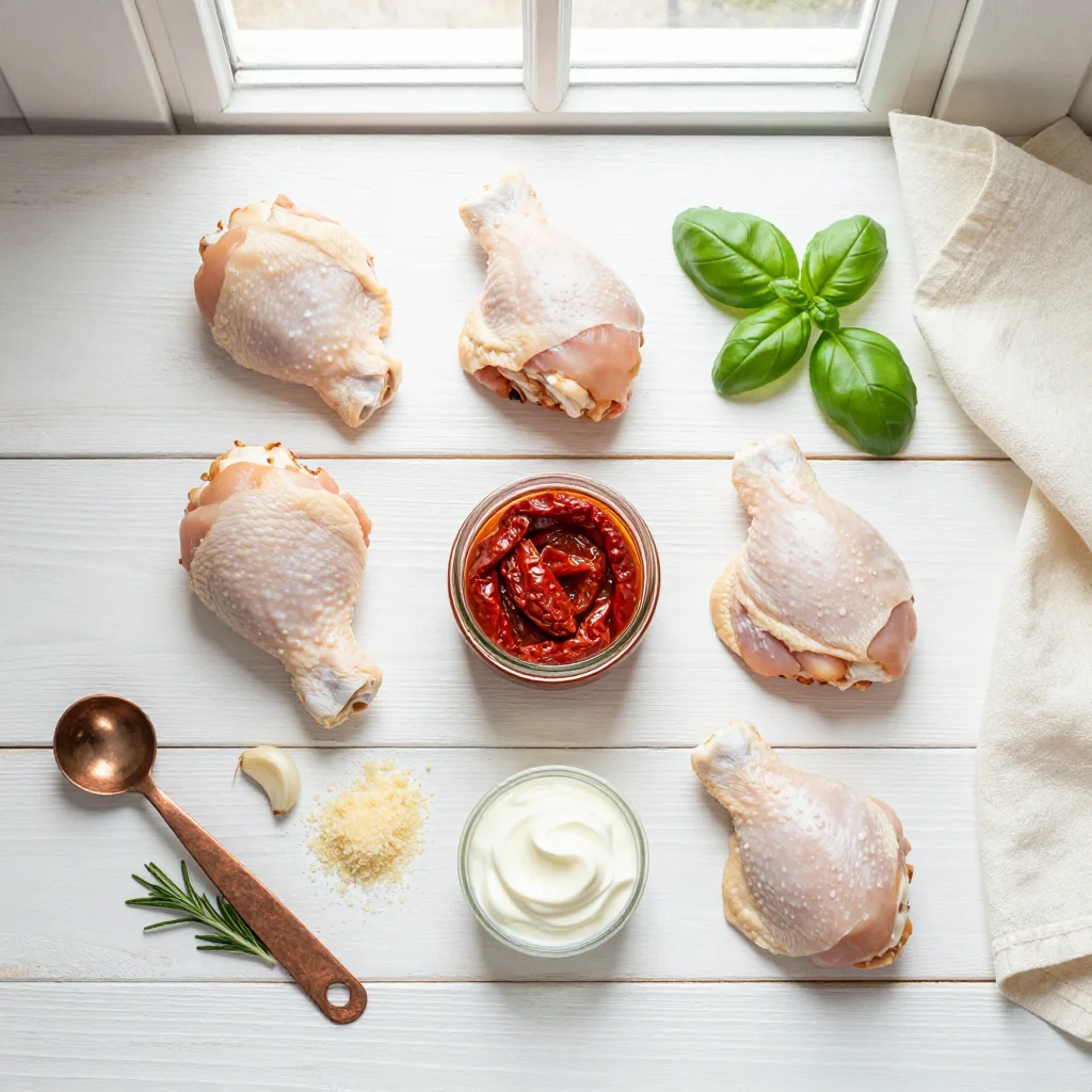 All ingredients for Marry Me Chicken with Sun Dried Tomatoes