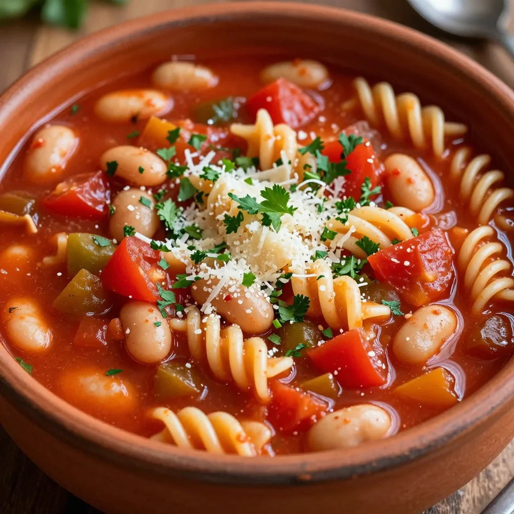 Pantry Clean Out Slow Cooker Minestrone Soup with Beans