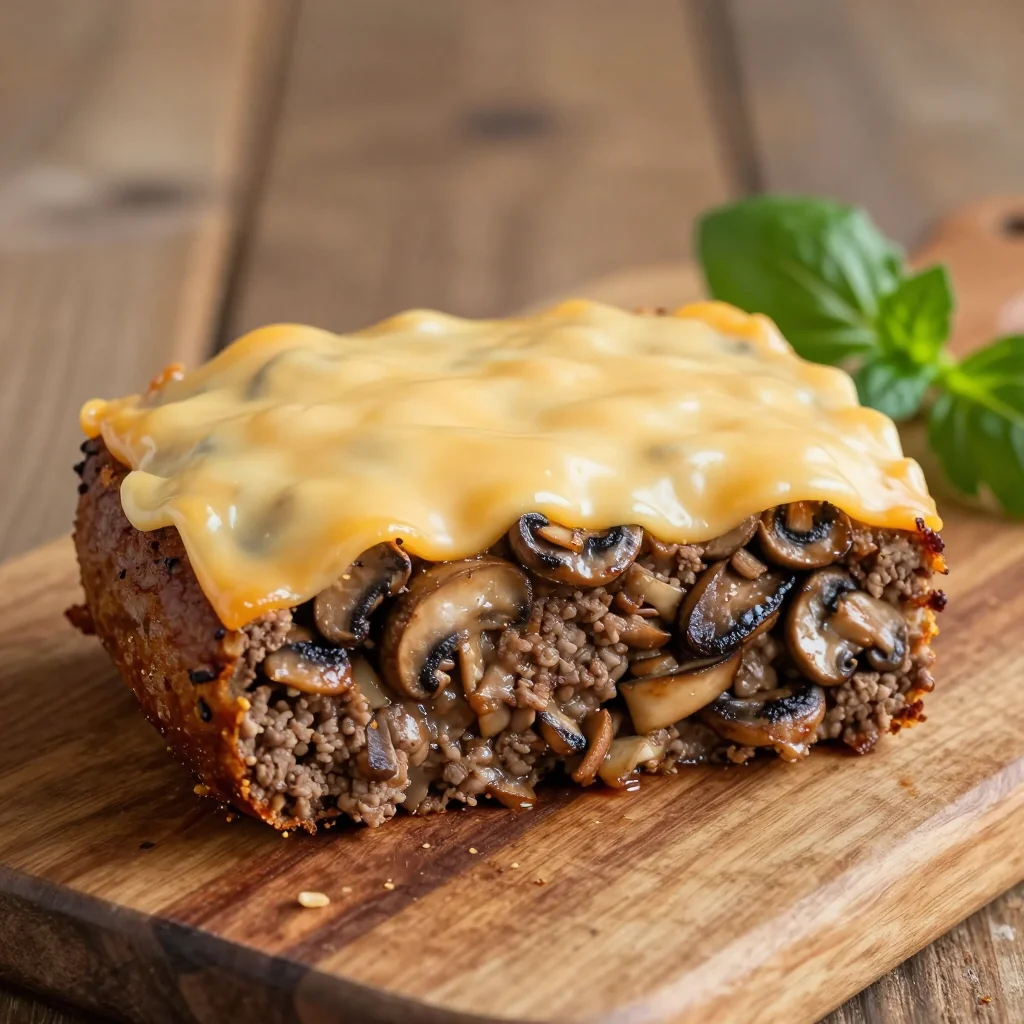 Mushroom Swiss Burger Meatloaf for Comfort