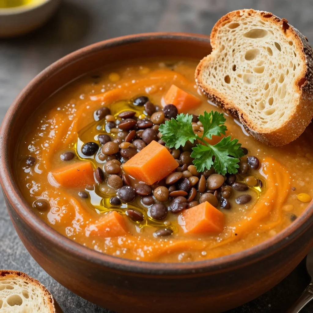 healthy lentil and carrot soup packed with protein for cold evenings