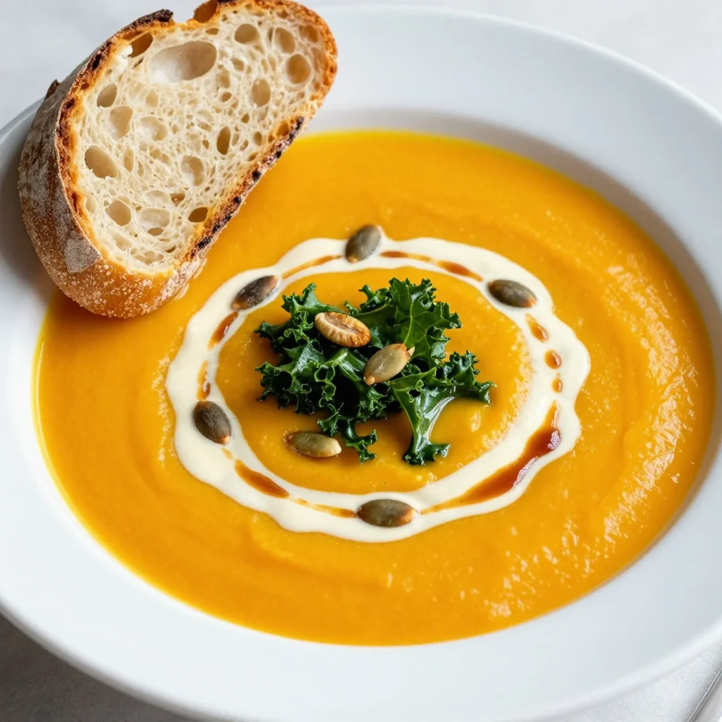 creamy butternut squash and kale soup for cold winter nights