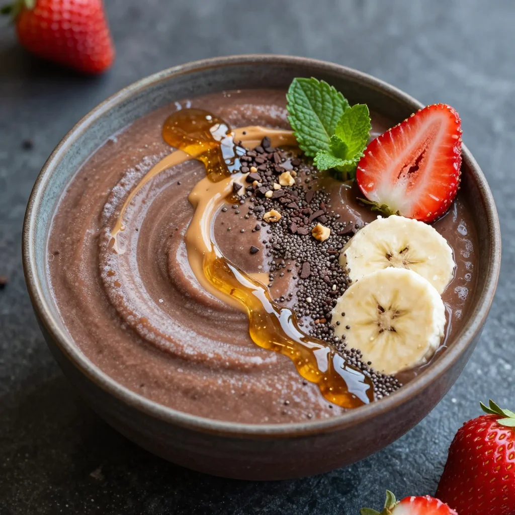 Chocolate Peanut Butter Smoothie Bowl for Post-Holiday Detox