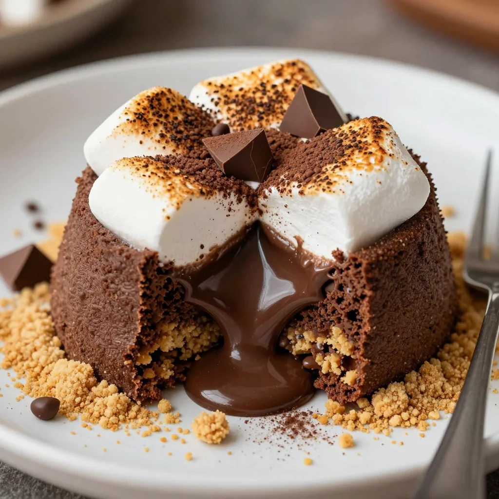 Indulgent Slow Cooker S'mores Lava Cakes with Cookie Crumble