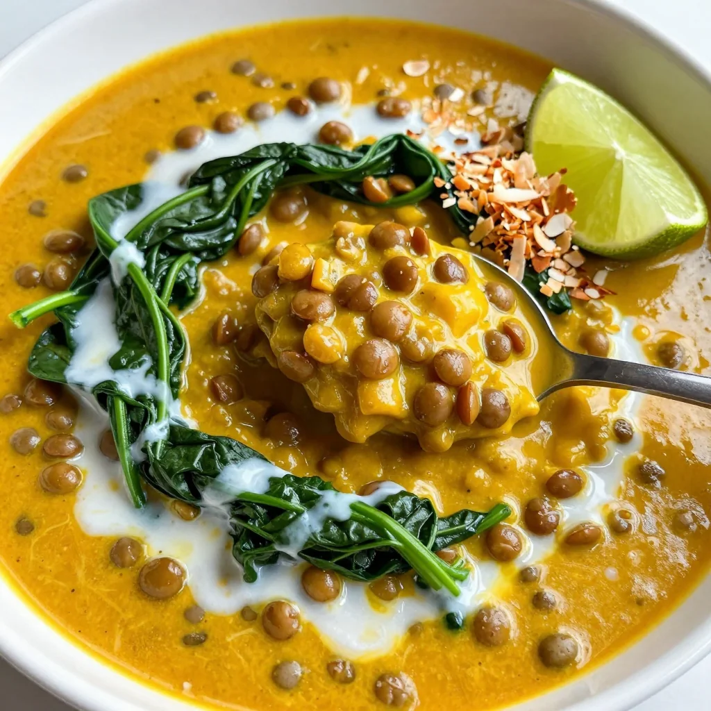 Pantry Clean Out Lentil Curry with Coconut Milk and Spinach