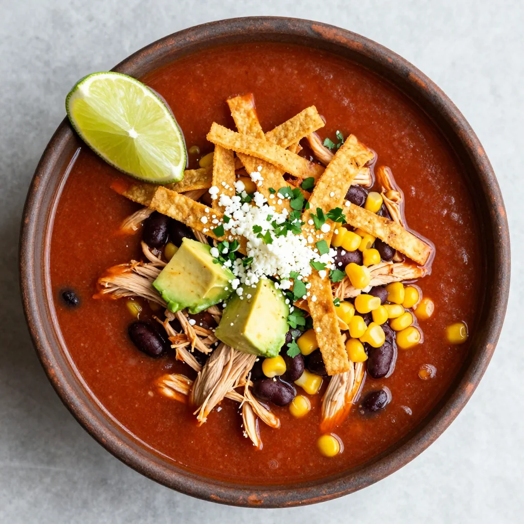 Crockpot Chicken Tortilla Soup With All The Toppings
