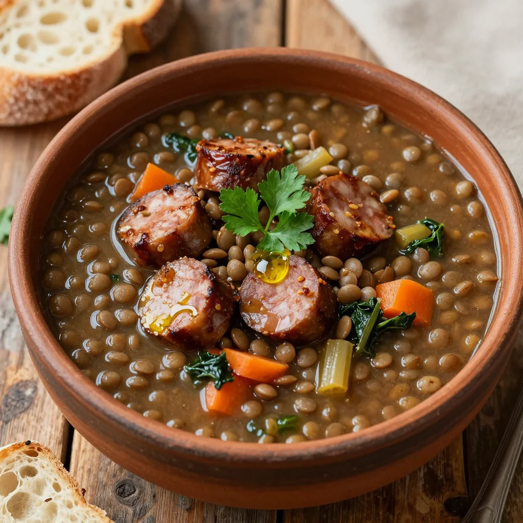 Budget Lentil and Sausage Soup for MLK Day Gatherings