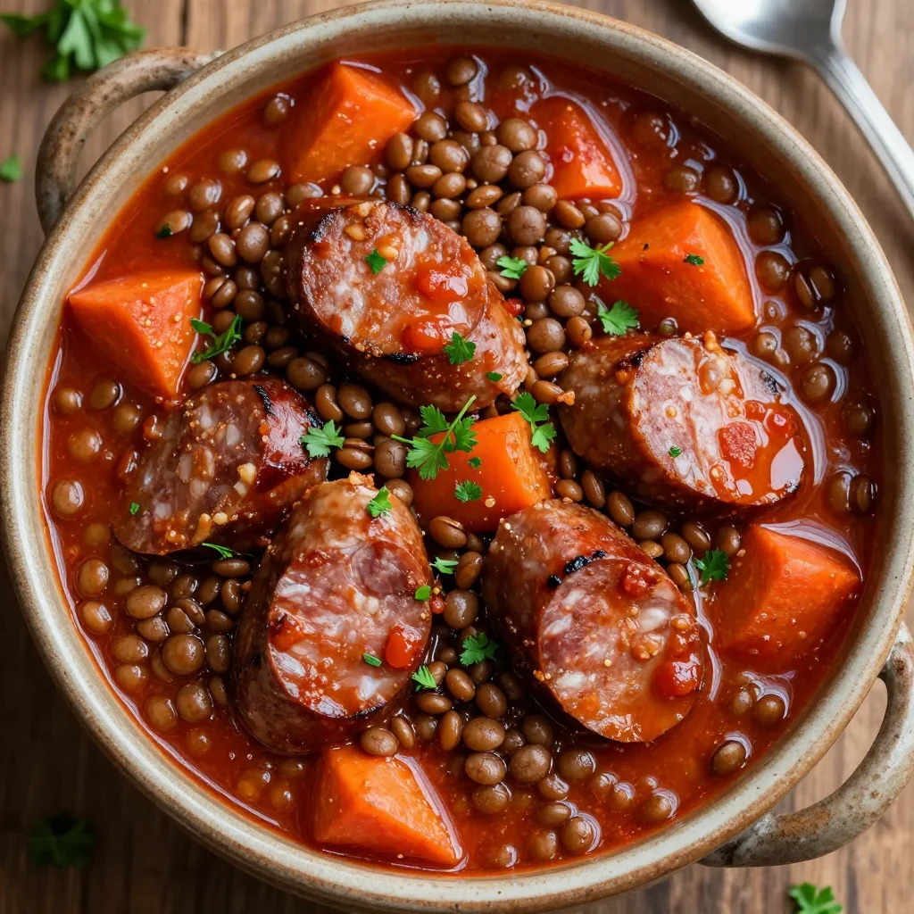 MLK Day Hearty Freezer Meal Lentil and Sausage Stew Easy Now