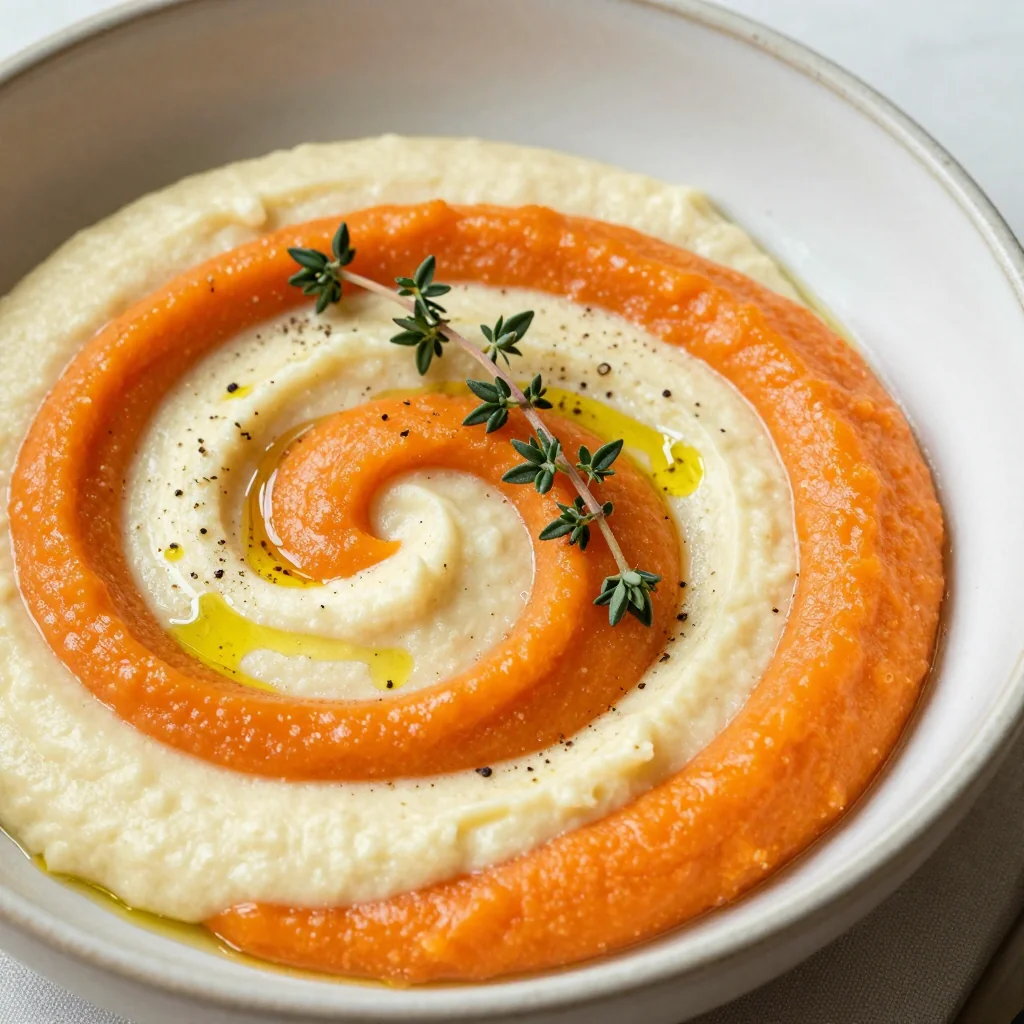 batch cooking friendly carrot and parsnip puree with fresh thyme