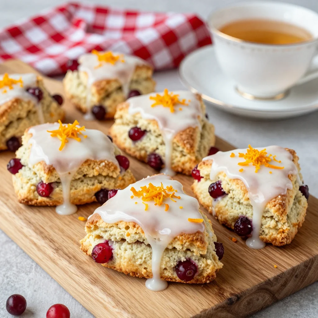 cranberry orange scones with a sweet glaze for christmas morning treats