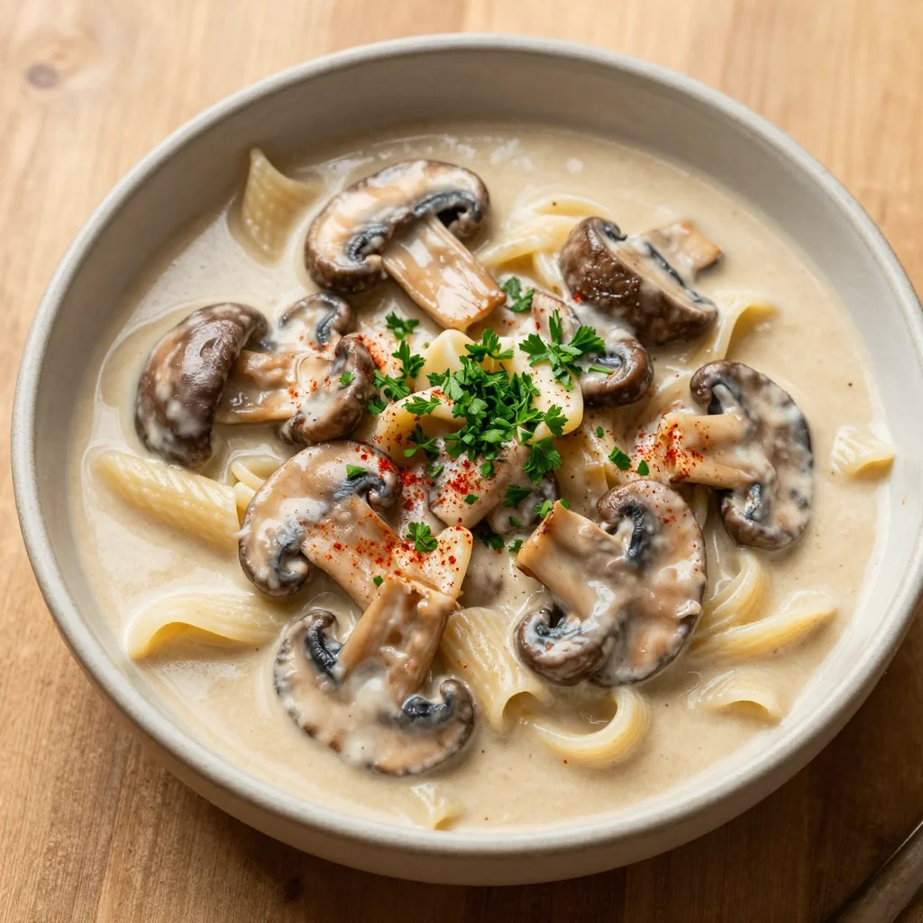 Low Calorie Mushroom Stroganoff for Dinner