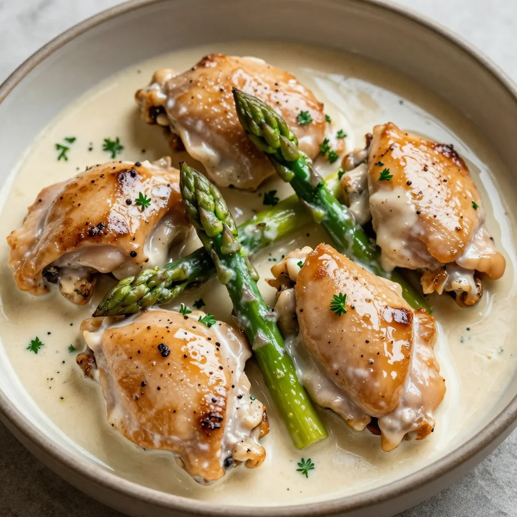 One-Pot Creamy Chicken and Asparagus for Dinner