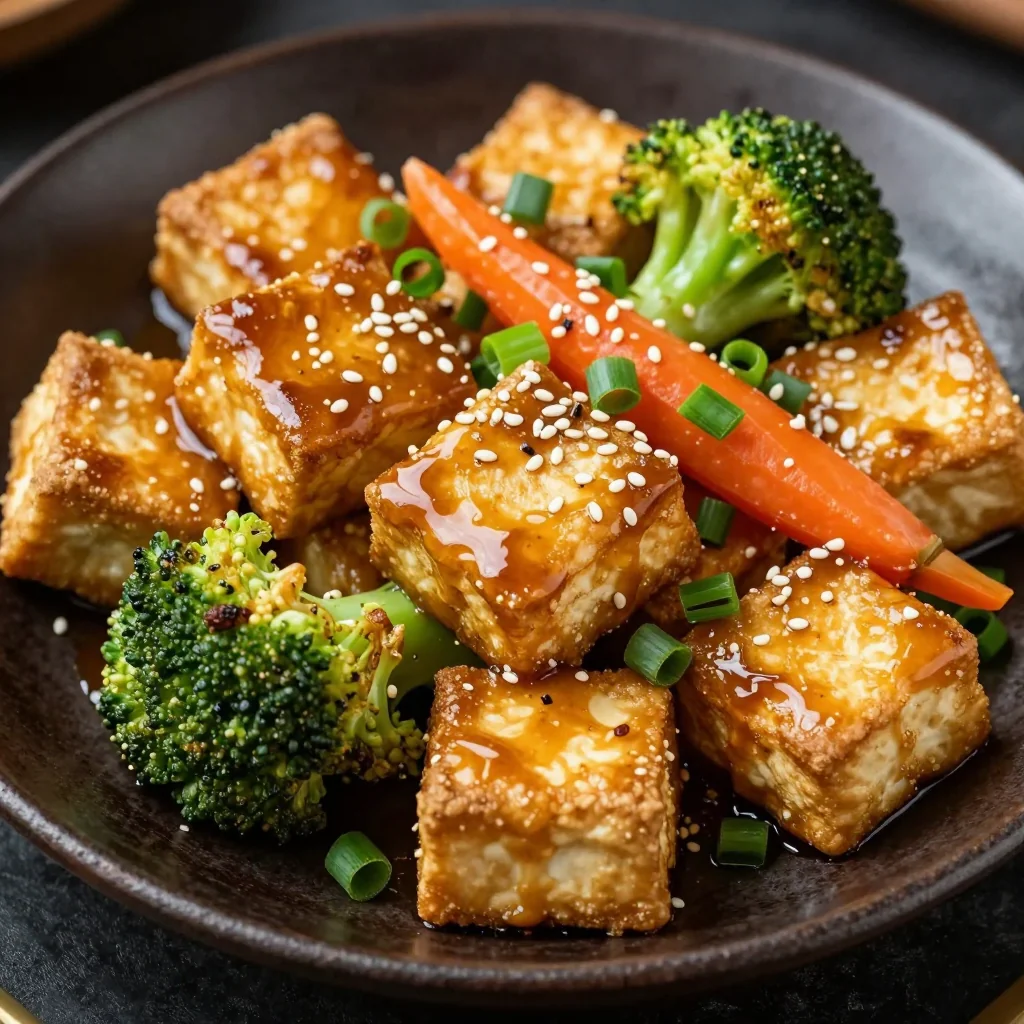 Crispy Baked Tofu with Teriyaki for Vegan Protein