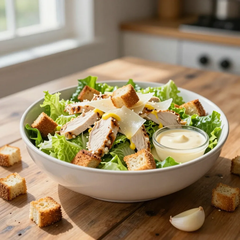 Chicken Caesar Salad with Homemade Croutons and Dressing