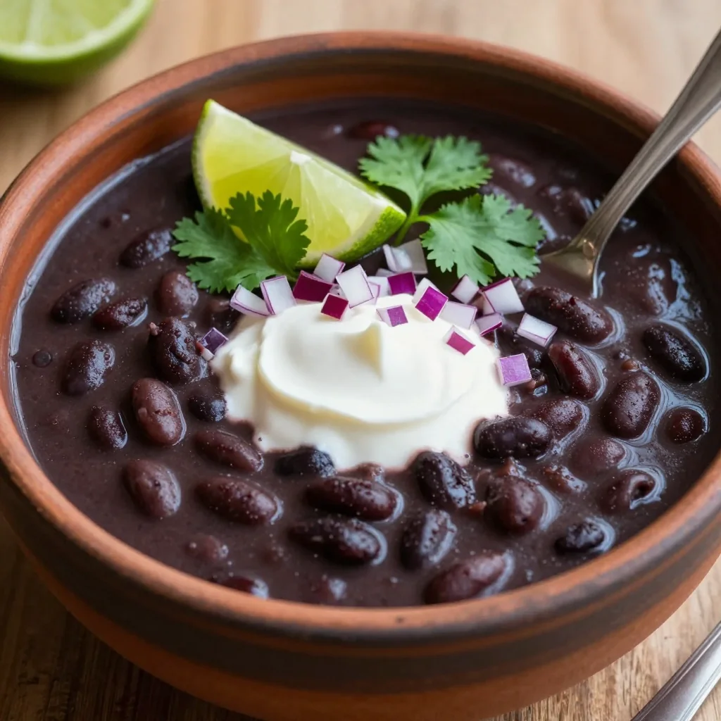 Pantry Clean-Out Creamy Black Bean Soup with Lime