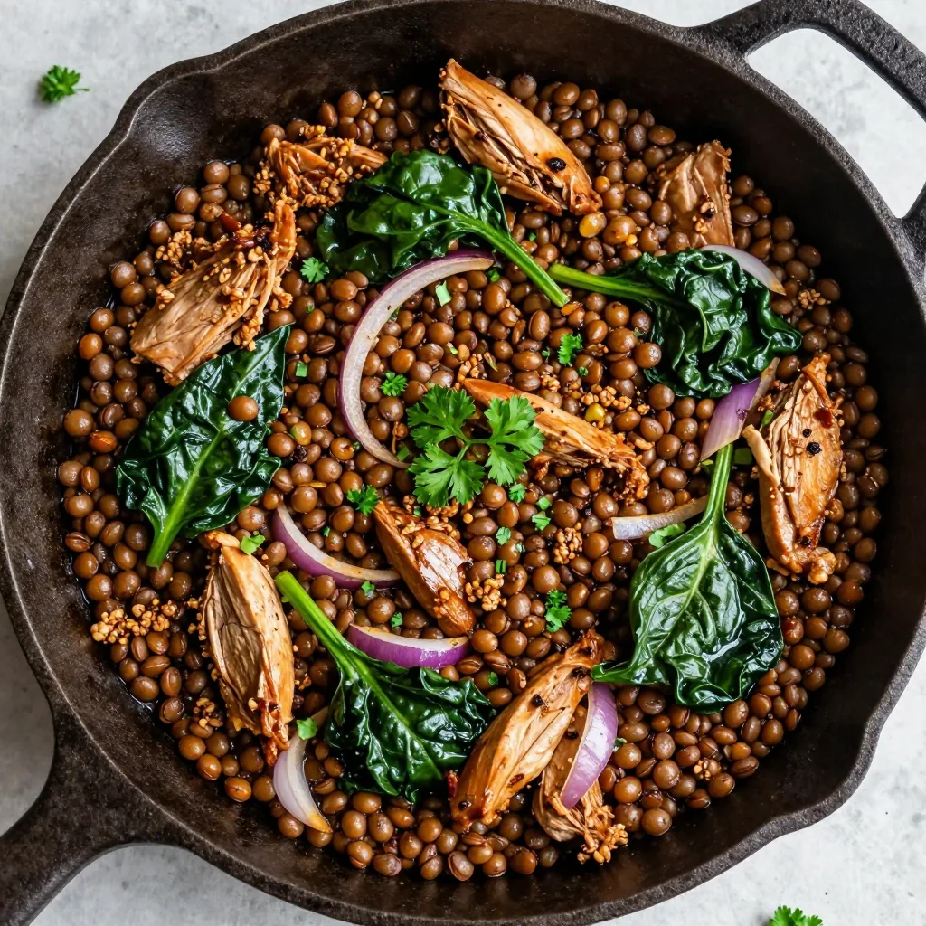 Healthy Turkey and Lentil Skillet with Spinach