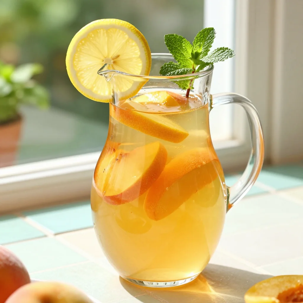Peach Tea with Fresh Lemon and Mint