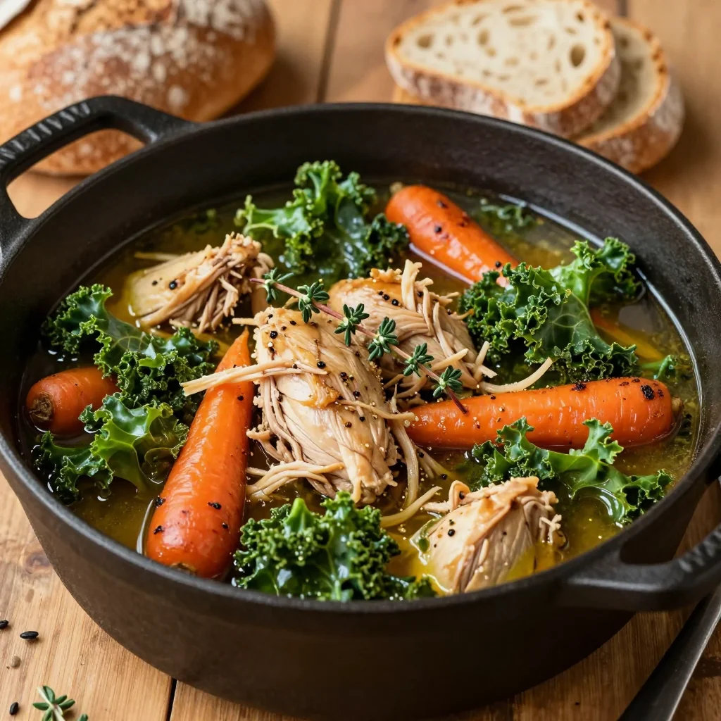 easy onepot chicken kale and roasted carrots stew for family dinners