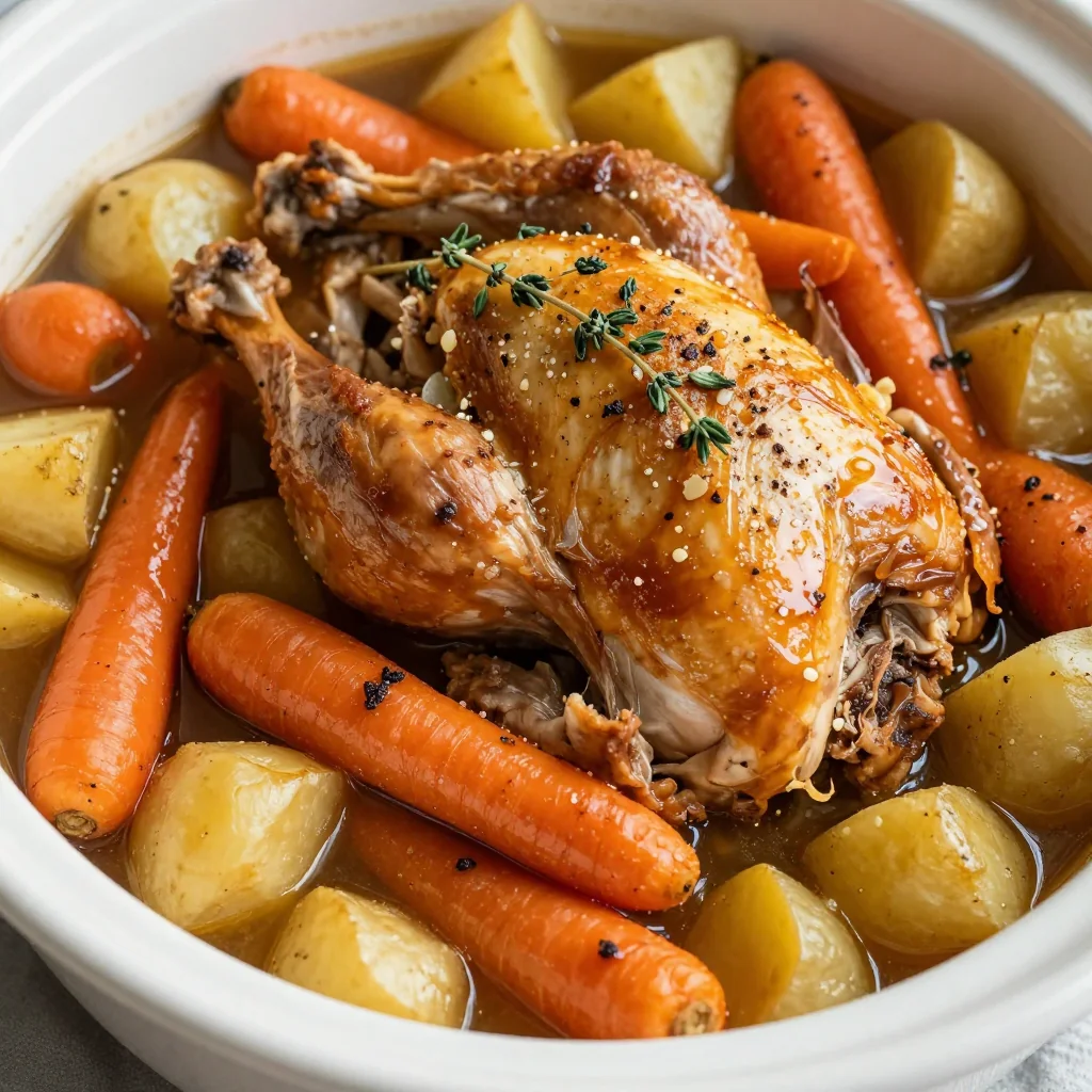 cozy slow cooker turkey and root vegetable casserole with garlic