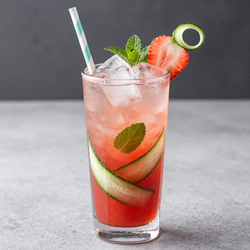New Year's Day Strawberry and Cucumber Cooler