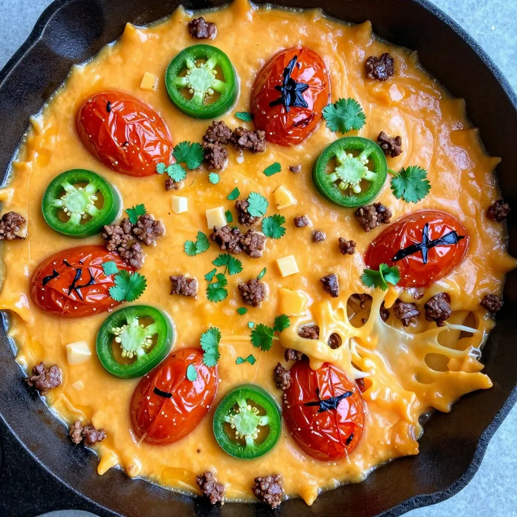 NFL Playoffs Queso Dip With Ground Beef And Roasted Tomatoes