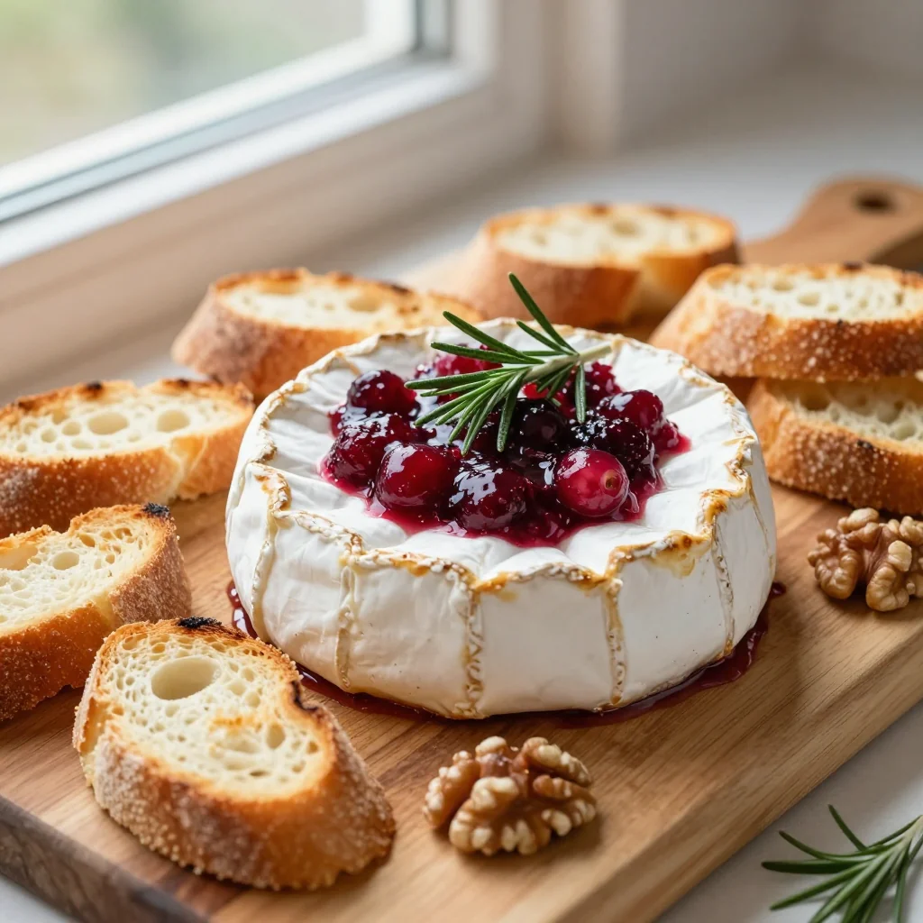 Baked Brie with Cranberry Sauce