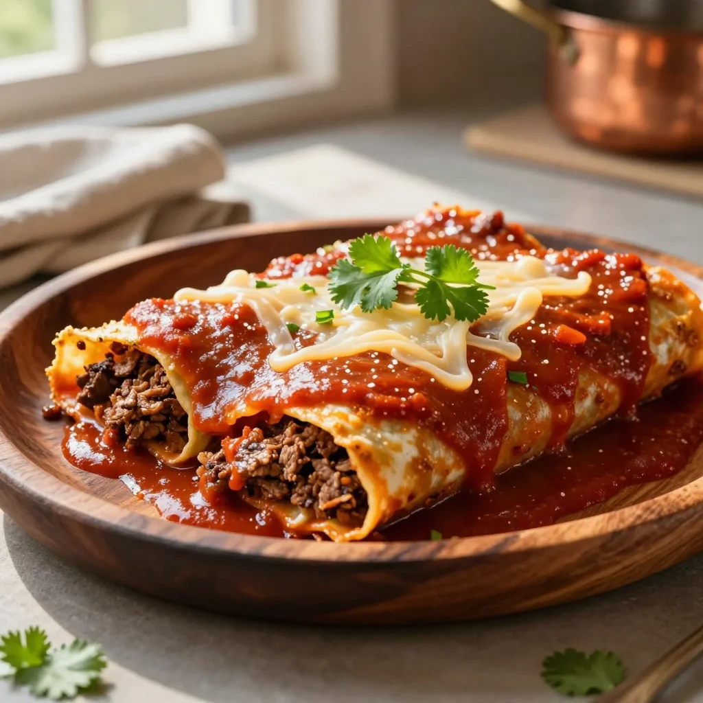 Homemade Beef Enchiladas with Red Enchilada Sauce