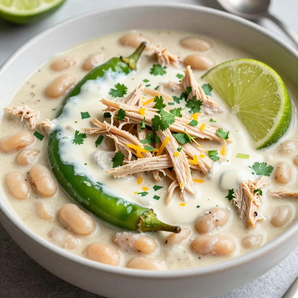Slow Cooker Creamy White Chicken Chili for January Comfort