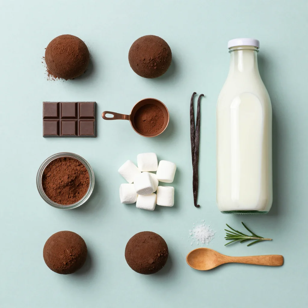 All ingredients laid out for Hot Chocolate Bombs with Marshmallows