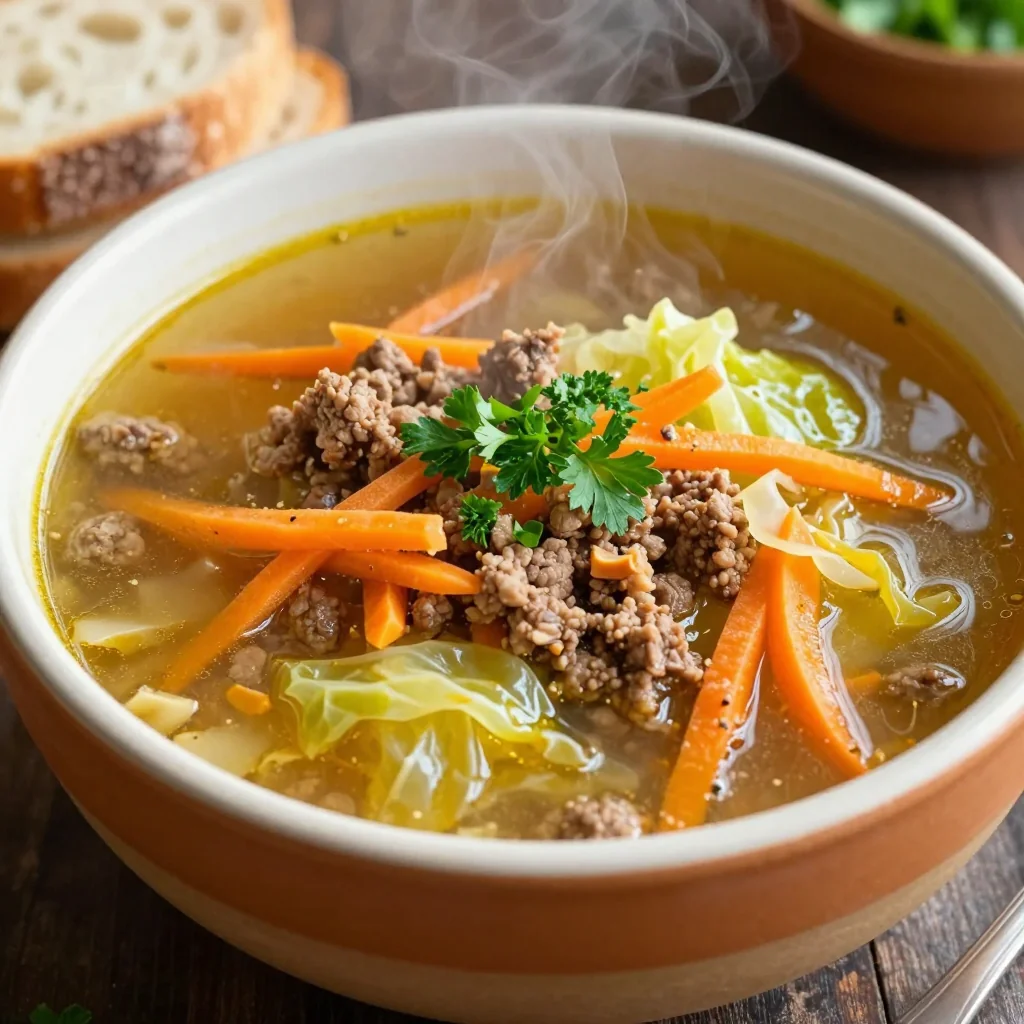 Budget Ground Beef and Cabbage Soup for Kids