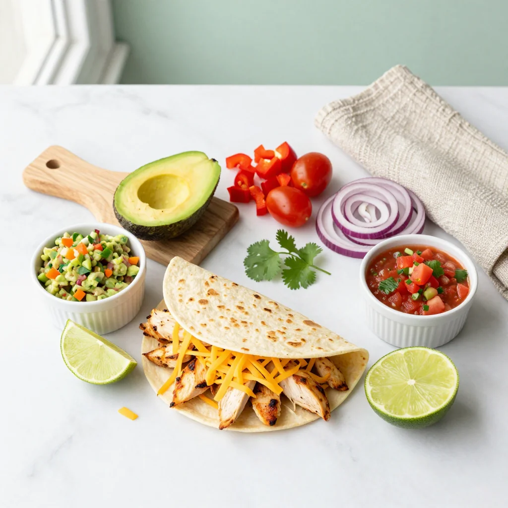 All ingredients for Chicken Quesadillas with Guacamole