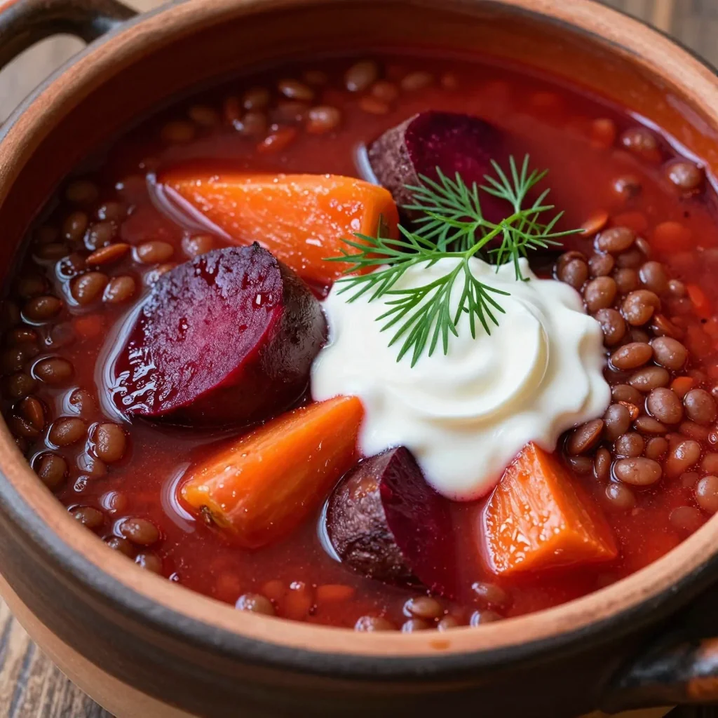 healthy onepot lentil beet and carrot soup for winter meal prep