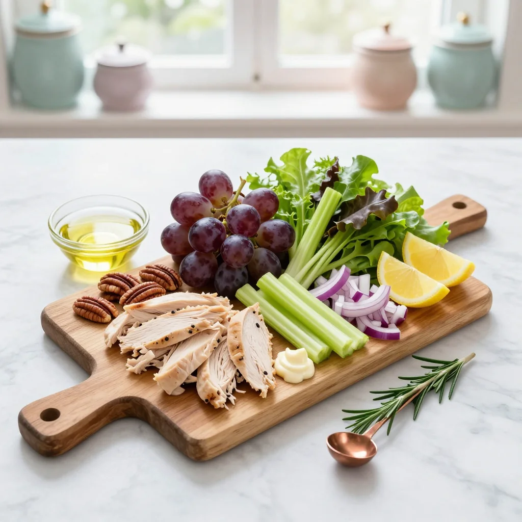 All ingredients for Chicken Salad with Grapes, Pecans and Celery