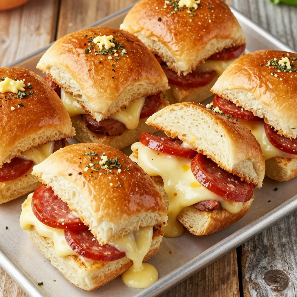 NFL Playoff Pizza Sliders on Hawaiian Rolls