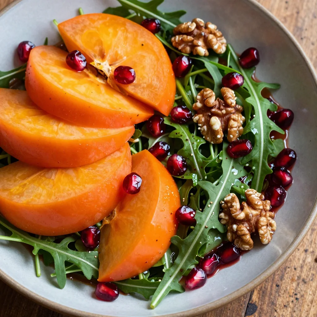 persimmon and arugula salad with pomegranate vinaigrette