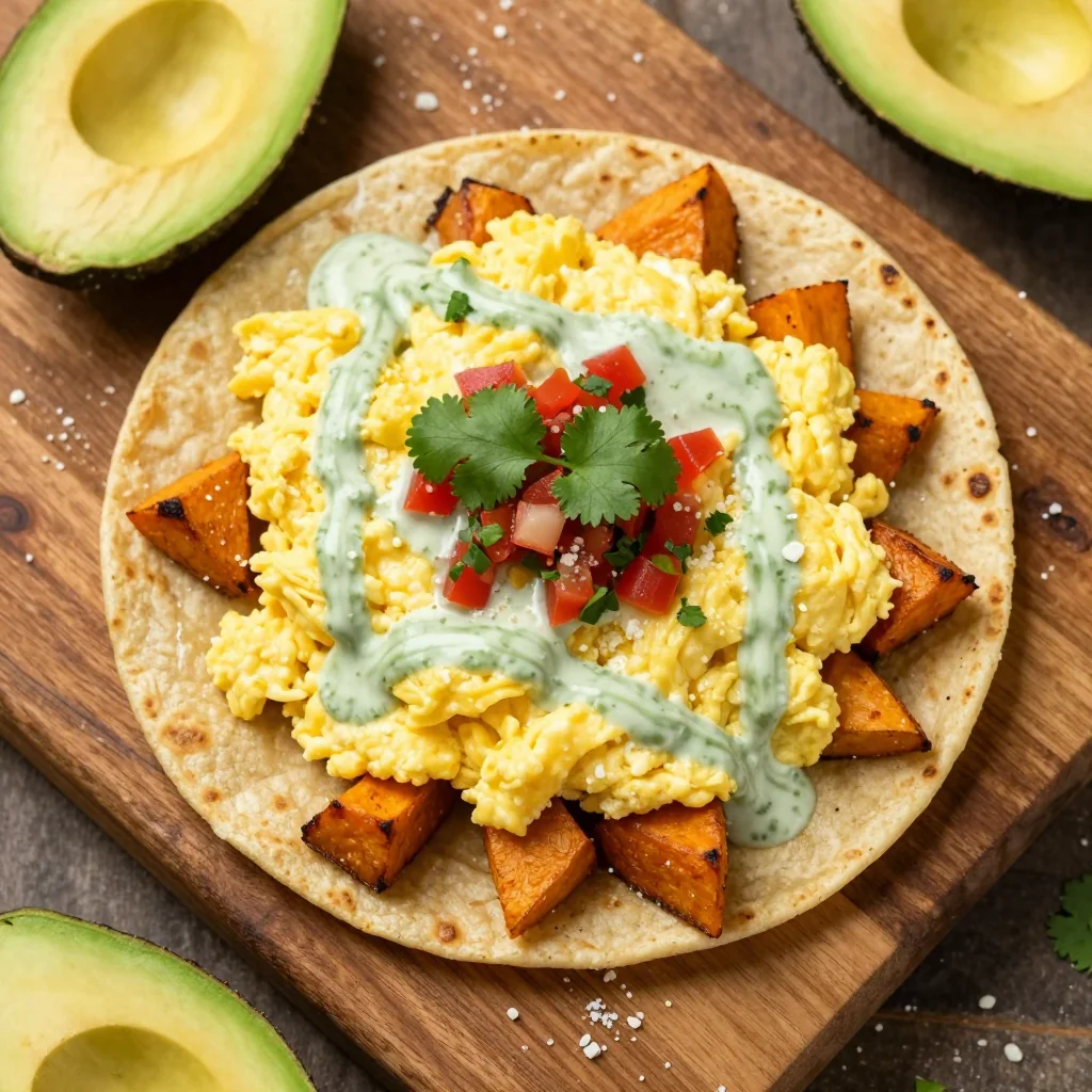 Cozy Breakfast Burritos with Eggs and Sweet Potatoes