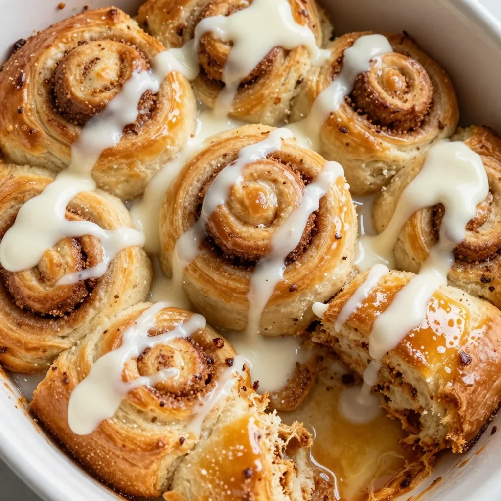 Indulgent Slow Cooker Cinnamon Roll Casserole with Icing