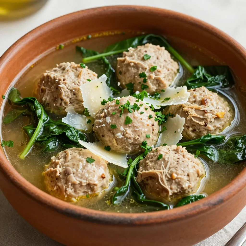 High Protein Italian Meatball and Escarole Soup