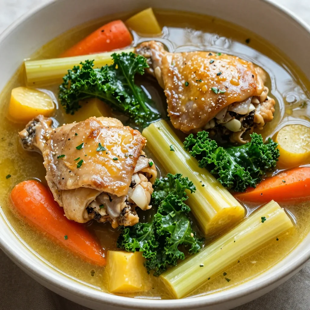 healthy onepot chicken stew with kale and winter root vegetables