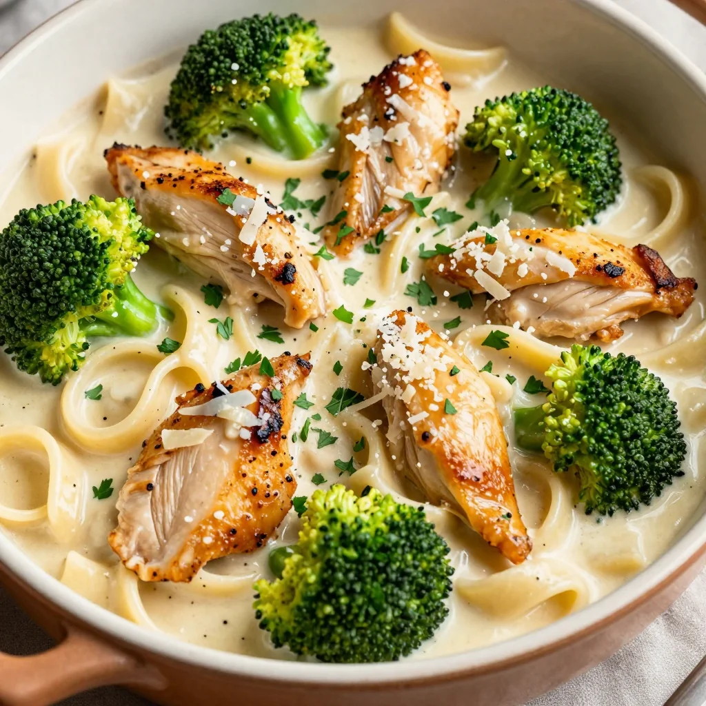 Budget Dinner One Pot Chicken Alfredo with Broccoli
