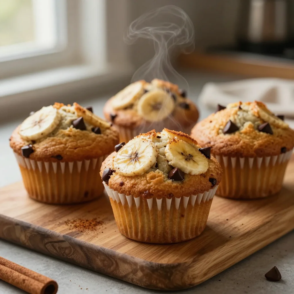 Banana Chocolate Chip Muffins with Cinnamon