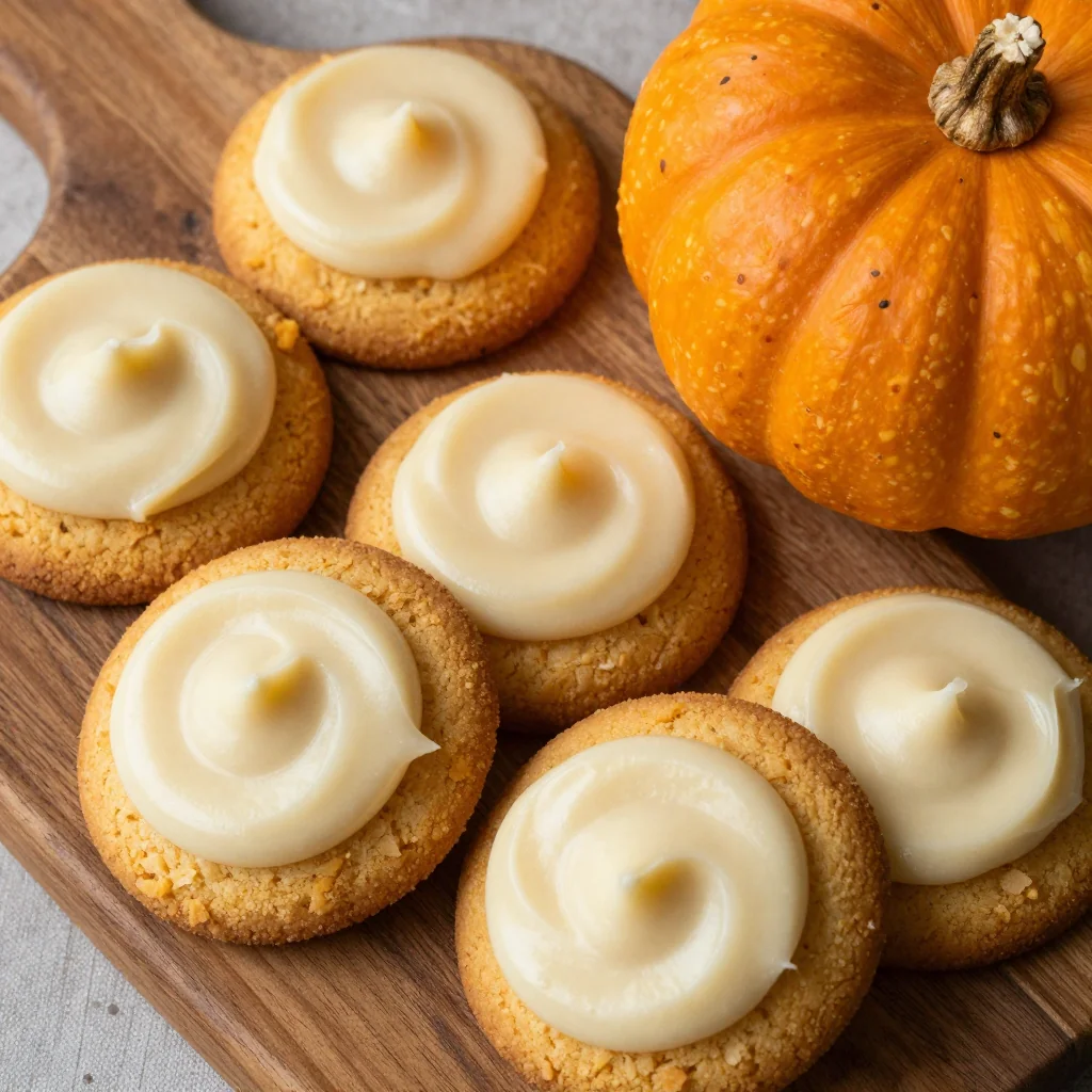 Soft Pumpkin Cookies with Cream Cheese Frosting Swirl